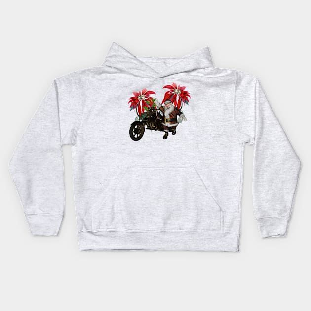 Steampunk Santa Claus with steampunk motorcycle is on the way to you Kids Hoodie by Nicky2342